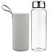 SHBRIFA Botella de Agua de Vidrio de Borosilicato 1000ml / 1500ml , Botella de Agua de Cristal con Funda de Neopreno y Tapa de Acero Inoxidable a Prueba de Fugas(1000ml Gris)