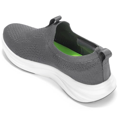 Image of Liberty LEAP7X ULTRASTEPE Walking Shoes for Men - Black & Dark Grey Slip-On Sneakers | Memory Foam Cushioned Insole, Lightweight Knit-Mesh Shoes for Daily Walking, Commute, College & Casual Wear