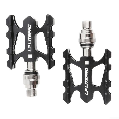 Pedales de bicicleta de liberación rápida de aleación de aluminio con diseño de clavos antideslizantes para bicicletas de montaña y carretera (negro)