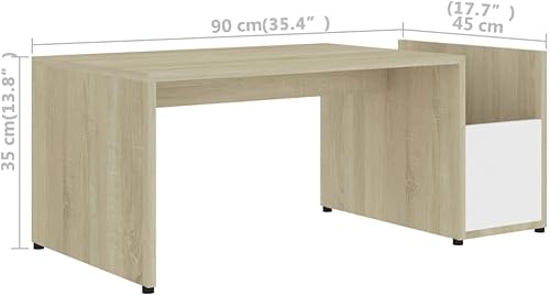Miniatura 7 de Mesa de centro elevada de madera maciza, mesa de centro única adecuada para sala de estar, oficina, balcón, estudio de roble Sonoma de 35.4 x 17.7 x