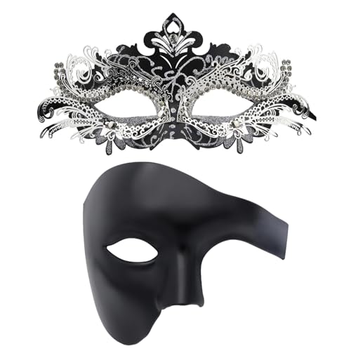 Image of Coddsmz Couples Masquerade Mardi Gras Christmas Venetian Cosplay Costume Halloween Party Mask Set