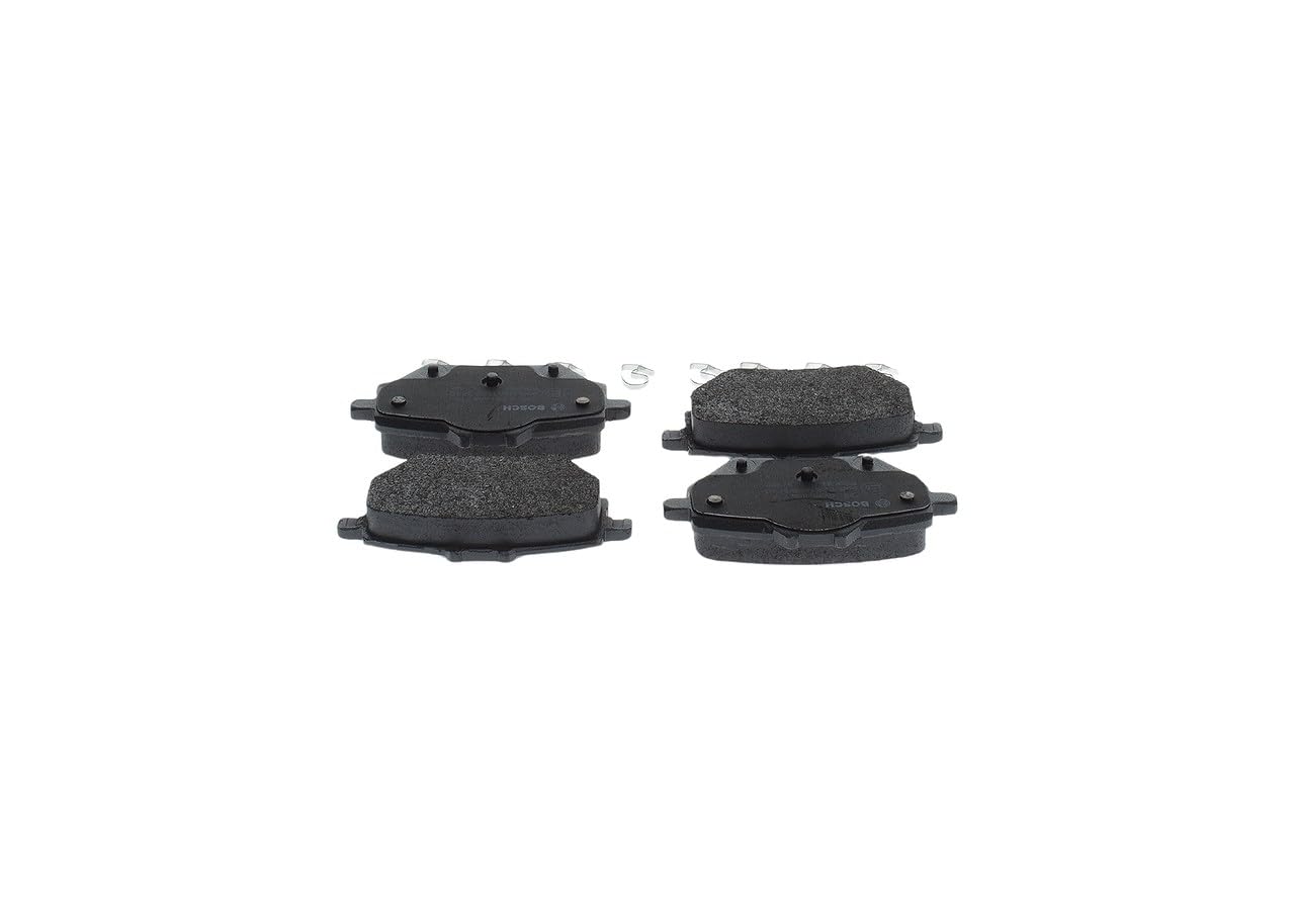 Bosch BP1711 - Pastiglie Freni Auto, Asse Posteriore - Qualità Bosch - Riduzione del Rumore e della Polvere - Certificazione ECE-R90 - Senza Rame - 1 Confezione da 4 Pastiglie - Con Accessori