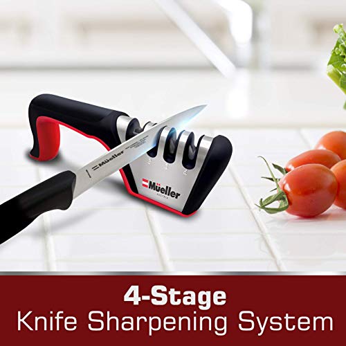 Mueller Original Premium Knife Sharpener, Heavy Duty 4-Stage Diamond Really Works for Ceramic and Steel Knives, Scissors. Easily Restores Dull to Sharp