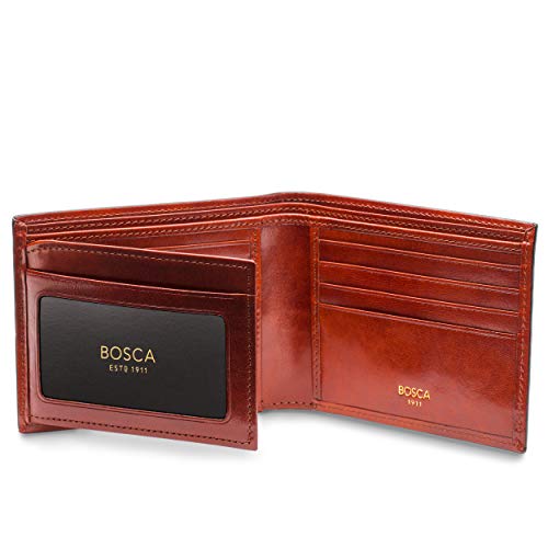 Bosca Men's Wallet, Old Leather Continental Bifold Wallet With I.d. Flap, Cognac #TOP3