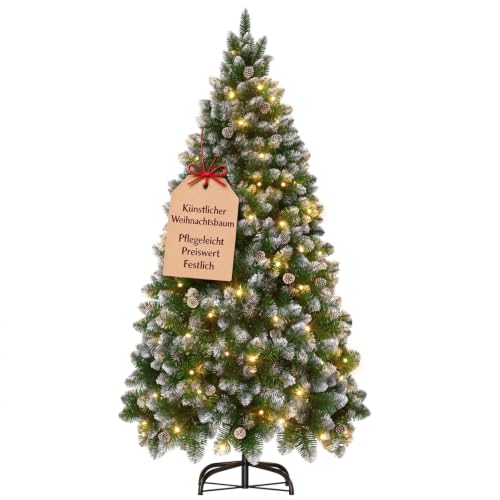 Aufun Árbol de Navidad Artificial con iluminación Abeto Verde PVC 150cm