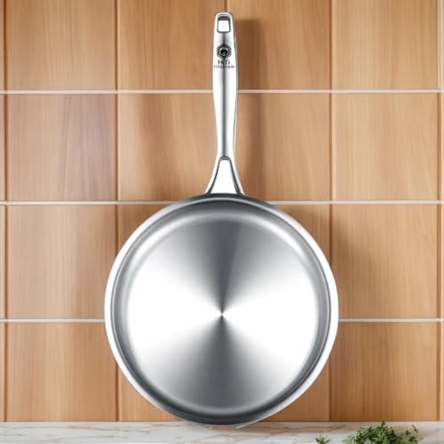 10 Inch Pure Titanium Frying Pan with Glass Lid - Coating-Free & PFOA-Free | 2.5mm Thick Titanium Body | Naturally Easy-Release Surface | Induction/Gas/Oven Safe to 500°F