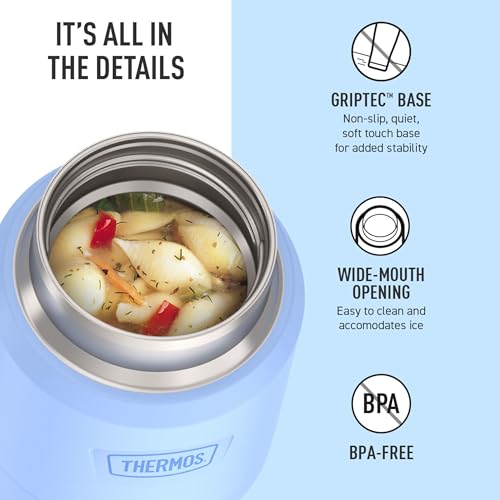 Image of THERMOS ICON Stainless Steel Food Jar with Spoon, 12 Ounce, Light Blue