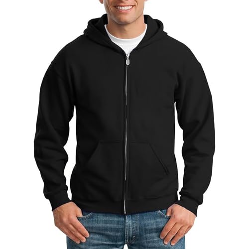 Men's Oversized Zip-Up Hoodie Sweatshirt - Casual Streetwear Pullover with Drop Shoulder Design, Kangaroo Pocket2