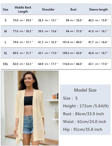 Image of iClosam Women Casual 3 /4 Sleeve Sheer Open Front Cardigan Sweater Kimono