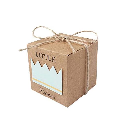 50 st baby shower gåvolådor kraftpapper godislåda presentförpackning liten prins blå krona kraftlådor flicka pojke födelsedag presenter dekor för bröllop födelsedagsfest baby shower presenter