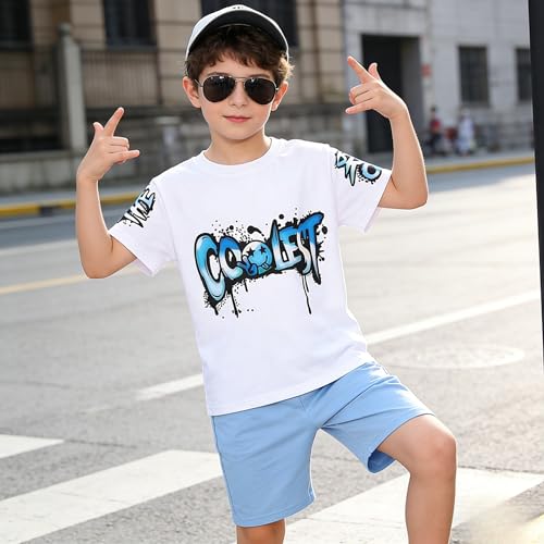 Image of Yoxindax Boys Clothes 2-Piece Casual Street Style Turn-Down Collar Half Zip Kids 4-12 Years Teen Boys Summer Outfits