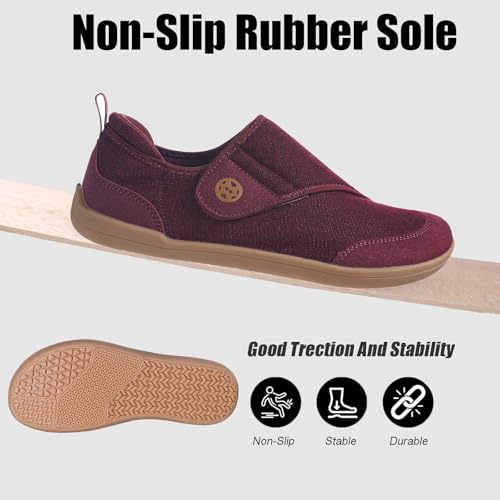Sisttke Diabetiker Schuhe Herren Hausschuhe Damen Leichte Extra Weit Walkingschuhe Klettverschuß rutschhemmend Freizeitschuhe Arthritis Ödem Geschwollen Gesundheitsschuhe,Rot,40 EU