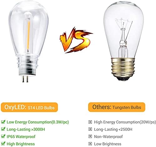 OxyLED Solar Lights Outdoor, 49FT 15+1 LED Solar Festoon Lights Outdoor for Christmas Home Garden Terrace Party Wedding Christmas Warmwhite