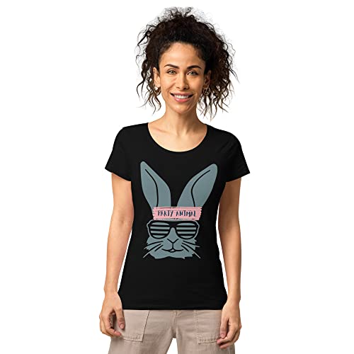 T-shirt bio femme Party Animal coton ajusté noir XL