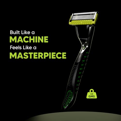 Image of LetsShave Pro 7 Max Razor Value Set for Men (1 Handle + 4 Blades) | World's First & Only 7-Blade Razor for Men | Honeycomb Guard, Open Flow Design & Nature Infused Lubrication Strip | With Travel Cap