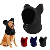 Dog Snood Winter Hood with Ear Protection, Fleece Neck Warmer for Dogs, (Black, Small)