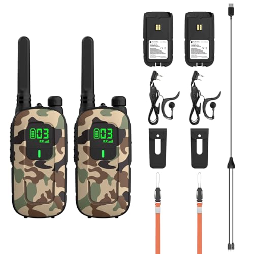 Radioddity PR-T3 Walkie Talkie für Kinder 16 Kanäle PMR446 Funkgerät für 3-12 Jahre Kinder VOX mit Taschenlampe 4KM Reichweite für Abenteuer, Outdoor, Camping, 2 Stücke