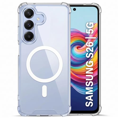 Image of TRUEUPGRADE Back Cover for Samsung Galaxy S26 5G | Mag-Safe Printed Transparent Case | Hard PC Back + Soft TPU Bumper | Magnetic Print Shockproof Protective Cover | Crystal Clear