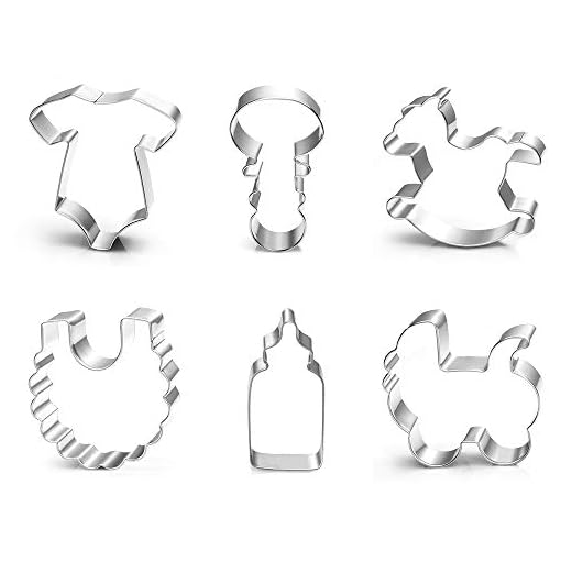Anokay Juego de 6 moldes para galletas, diseño de bebé, acero inoxidable, accesorios para decorar galletas-