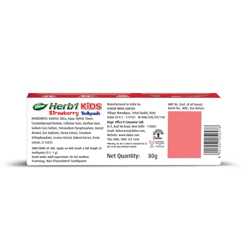 Image of Dabur Herb'l Kids Elsa Frozen Toothpaste | 160g (Pack of 2 x 80g) | 3+ Years | Strawberry Flavour | No added chemicals | Cavity protection | Healthy Gums | SLS & Flouride free