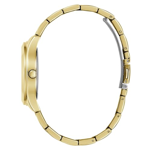 Image of Guess Stainless Steel Black Dial Women's Analog Watch-Gw0675L2, Band Color:Gold