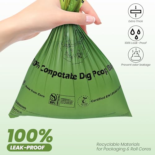 Compostable Dog Poop Bags-300 Bags 1Rolls, Poop Bags for Dogs Made of Cornstarch, Unscented, Ideal for Backyard or Home and Cat Litter Disposal - Image 5