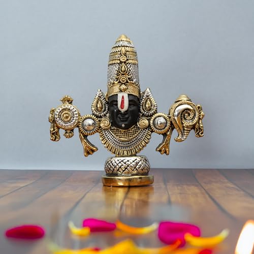 Image of 999 Silver Plated Balaji Murti | 6 Inch Traditional Lord Venkateswara Swamy Idol for Vastu Temple Decor & Puja Room | Auspicious Gifting Choice for Home & Office