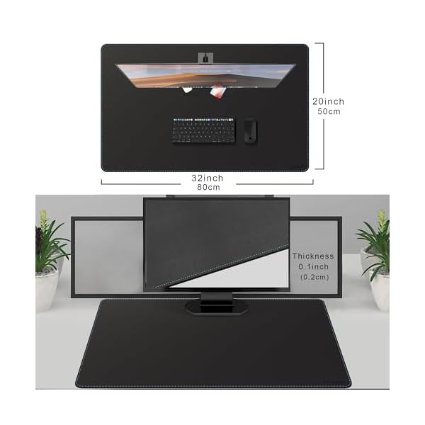 CENNBIE 100x50cm Desk Pads Artificial Leather Laptop Mat, Perfect Desk Mate for Office and Home, Rectangular, Large - Image 2