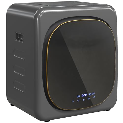 HOMCOM Mini secadora con pantalla táctil LED de 6 programas 4 kg hasta 60℃, 800W Independiente Montable en pared Secadora de extracción de aire con protección contra sobrecalentamiento Secadora de
