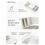 LE TAUCI Deep Casserole Dishes for Oven, 13.7”x9.6” Ceramic Baking Dish Set with Roasting Racks, Large Lasagna Pans with Handles, Rectangular Bakeware as Gift for Mom, White (4.6QT/3.0QT/1.6QT), Set of 3 - Image 2