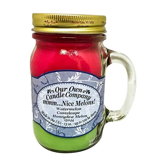 Our Own Candle Company Mmm… Nice Melons! Watermelon, Cantaloupe, Honeydew Melon Scented 13 Ounce Mason Jar Candle