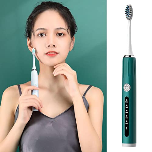Mllkcao Eletric Toothbrush USB Charging 5 Modes with 4 Heads Household Super Clean Smart Home Accessories, Green - Image 4