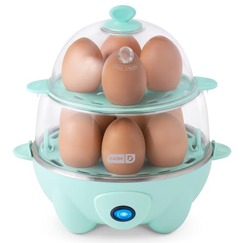 Image of Dash Deluxe Egg Cooker - Boiler, Poacher & Steamer - Includes Measuring & Recipe Guide - Dishwasher Safe - BPA Free - Holds 12 Eggs, Aqua