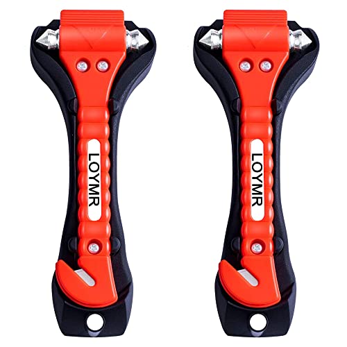 Loymr 2 Pack Car Safety Hammer, With Seat Belt Cutter And Glass Window Punch Breaker, Emergency Rescue Disaster Escape Tool #TOP25
