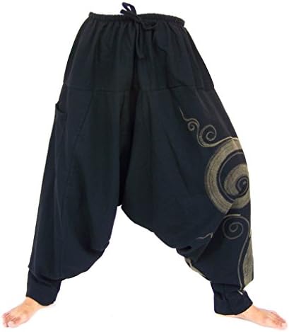 Siamrose, Yoga Harem Lounge Baggy Pants Women Men, Aladdin Boho Trousers, One Size