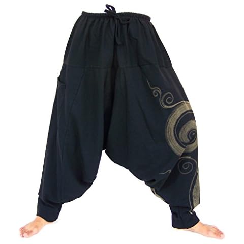 Siamrose Harem Pants Women Men, Drop Crotch Pants, Aladdin Pants, Yoga Pants, Boho Pants, One Size, Black Cover