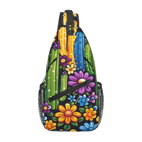 Mochila tipo bandolera unisex con diseño cactus caricatura