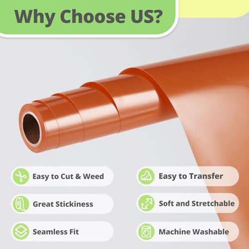 Image of HTVRONT Texas Orange HTV Vinyl Roll - 12 inch x 10ft Texas Orange Iron on Vinyl for All Cutter Machine, Heat Transfer Vinyl Rolls for t Shirts - Easy to Cut & Weed for Heat Vinyl Design