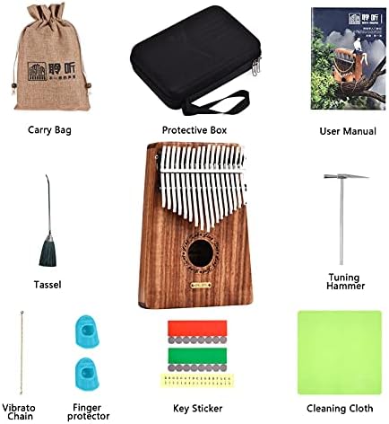 LingTing Kalimba 17 Keys Thumb Piano Mbira Finger Piano Gift for Kids Adult Beginner Professional (LT-K17Y)