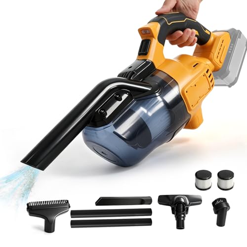 Image of Cordless Handheld Vacuum Cleaner Compatible with DEWALT 18V 20V Batteries, 16000Pa Car Hoover with 700ml Dust Tank 2 HEPA Filter with LED Light for Home Dry Cleaning(No Battery)