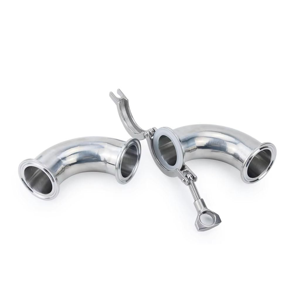 1 zestaw 304 SS kolano 90° sanitarne - kompatybilne z zaciskiem Tri Clamp (1,5"/2"/2,5") z uszczelką silikonową do kontaktu z żywnością(45mmx64)