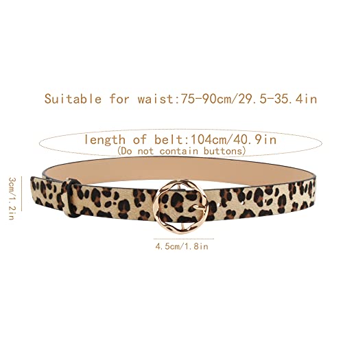 U Scinan Women's Wide PU Belt Fashion Animal Print O Buckle Waist Belt Decorative Belt for Ladies Jeans Pants2