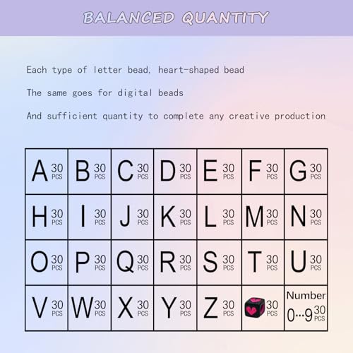 Image of Looconi 840pcs Black Letter Beads Number and Heart Beads 6x6mm Colorful Alphabet Acrylic Beads for Jewelry Making
