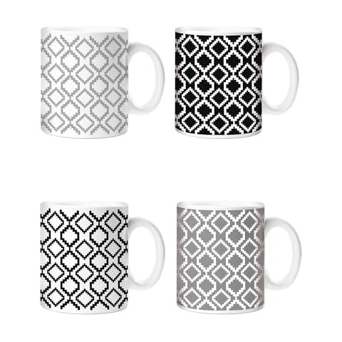 YöL Set of 4 Black and White Mugs Cover