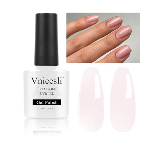 Vnicesli UV Nagellack Milchig Nude Rosa, Gel Nagellack Naturfarben Gellack Transparent French Soak Off Gel Nägel Natur Manicure Lacquer Varnish für Naturnägel 10ml