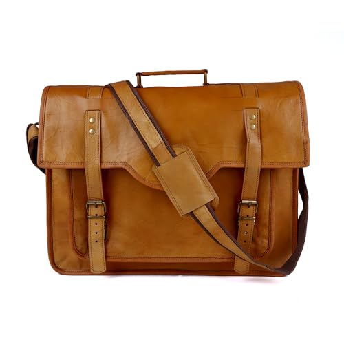 Handcrafted Vintage Brown Goat Leather Messenger Bag3