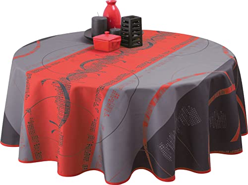 Le linge de Jules - Le linge de Jules Nappe Anti-Taches Astrid Rouge - Taille : Ronde diamètre 160 cm, Gris