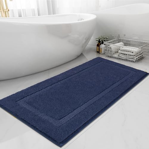 SHACOS Extra Soft Microfiber Bathroom Runner Rug 47x20, Navy Blue