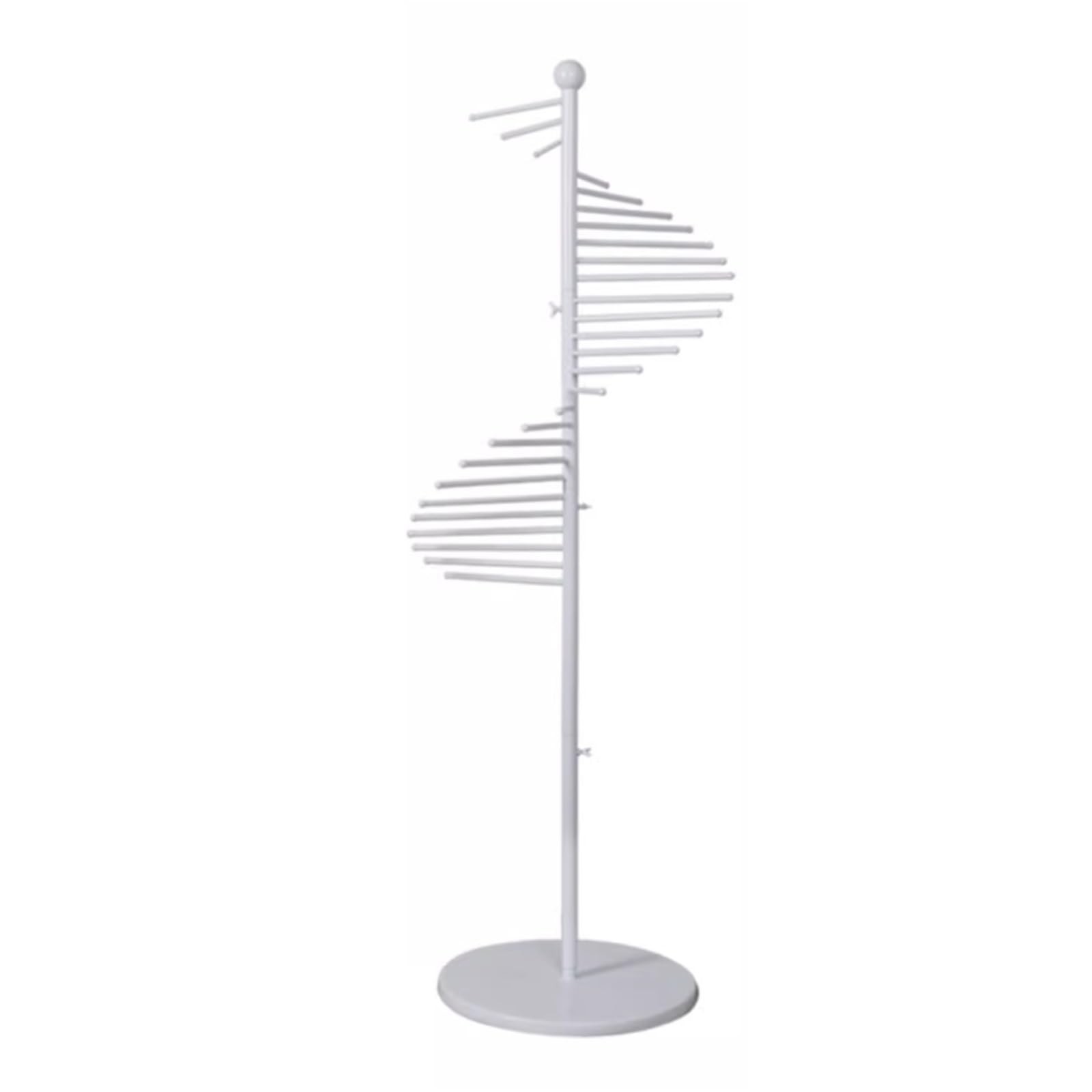 Perchero en Espiral de Metal para Bufandas, 28-30 Varillas, para Colgar Pantalones y Cinturones, Ahorra Espacio, para Salas de Manualidades, centros comerciales, Tiendas de Ropa (Blanco, 150