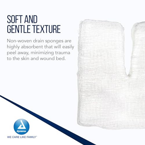 Dynarex 35051 Tracheostomy Gauze Sponge, 4" Length, 4" Width, 12 Ply, Pack of 300 miniatura 3